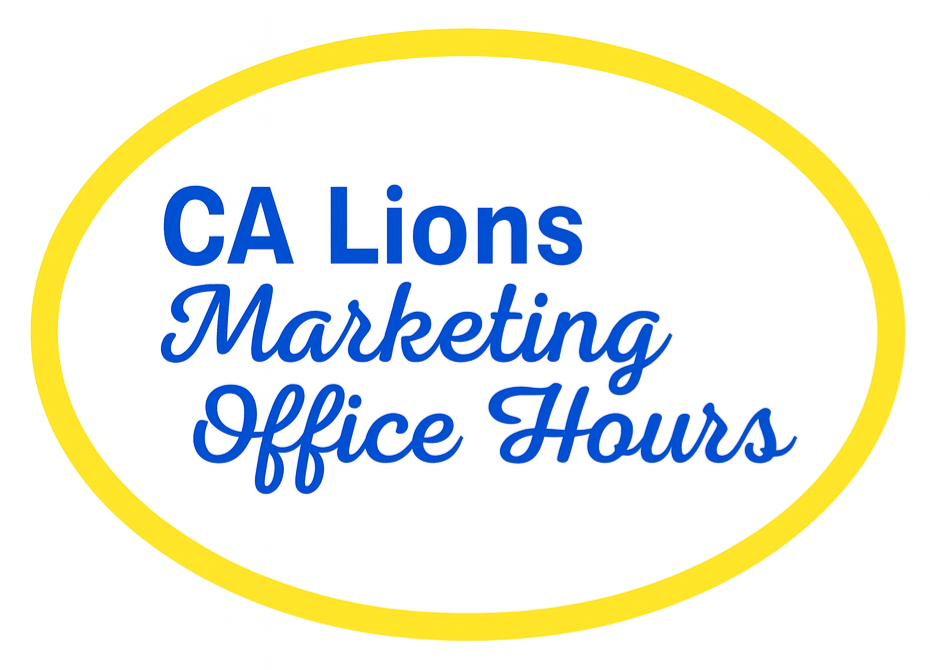 oval logo that reads: CA Lions Marketig Office Hours 