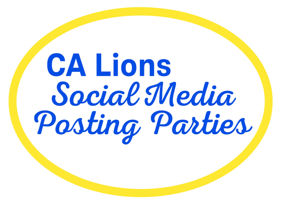 oval logo that readsL CA Lions Social Media Posting Parties 
